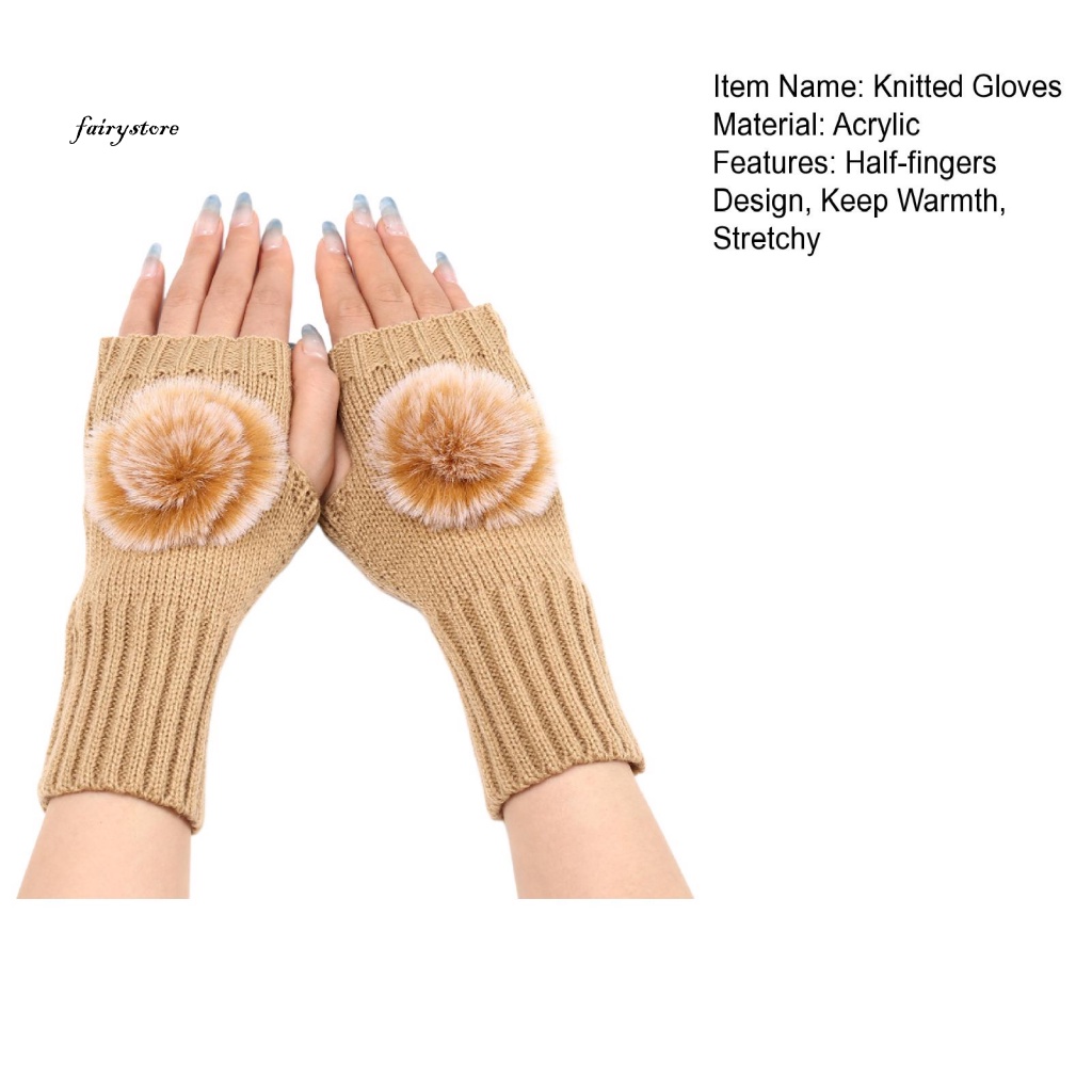 Fairystore| 1 Đôi Găng Tay Len Hở Ngón Màu Sắc Thời Trang