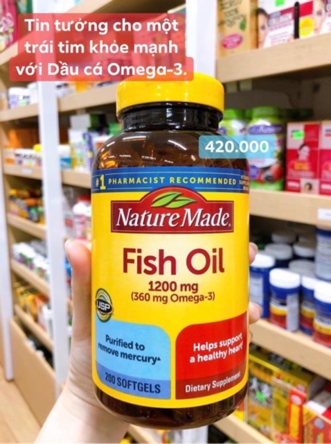 VIÊN DẦU CÁ OMEGA 3 FISH OIL NATURE MADE 1200MG