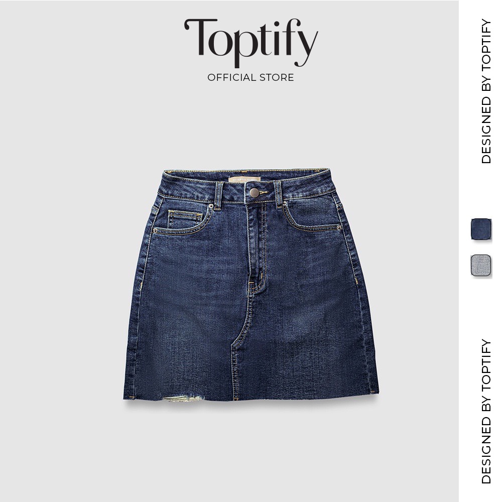 Chân váy jeans nữ dáng ôm TOPTIFY chân váy jeans dáng ôm rách lai Celeste Skirts TVJ04