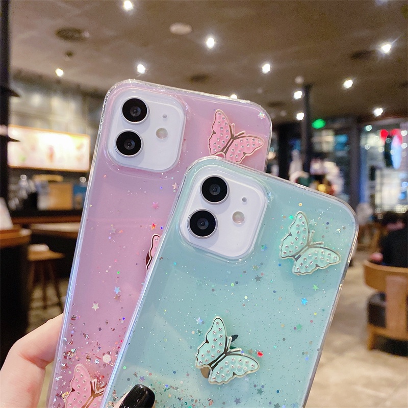 Ốp Lưng Kim Tuyến Đính Hình Bướm Nhiều Mẫu Mã Cho Điện Thoại Samsung Galaxy A53 A33 A73 S22+ S21+ 5G