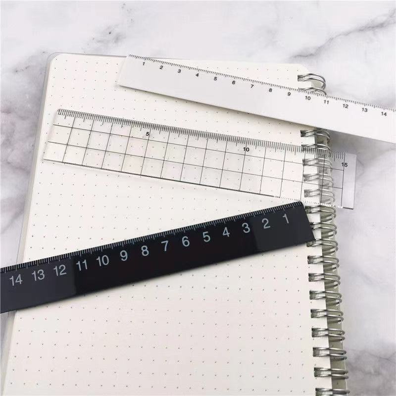 Thước đo MUJI hai mặt trong suốt chất liệu acrylic màu trắng đen 15cm