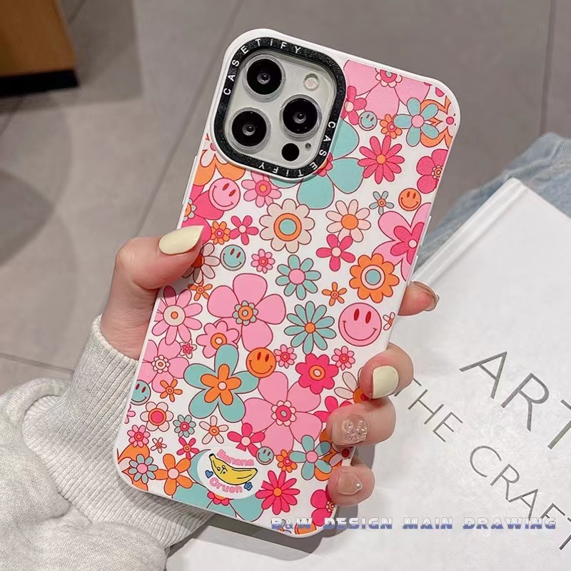 Ốp Điện Thoại Silicon Họa Tiết Bông Hoa/ Mặt Cười Xinh Xắn Chống Sốc Cho iPhone 13 12 11 Pro MAX IX XS MAX XR 6 7 8 Plus