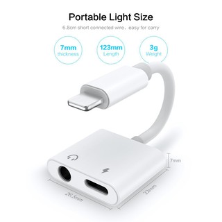 Jack Chia Tai Nghe 3.5mm và Cổng sạc Lighting 1 ra 2 dành cho iphone 5/6/7/8/X