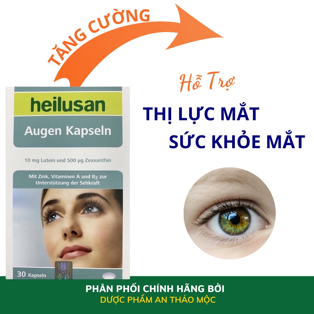 Viên uống Heilusan Augen Kapseln bổ sung dưỡng chất cho mắt giảm khô mắt chống oxy hóa tăng cường thị lực hộp 30v