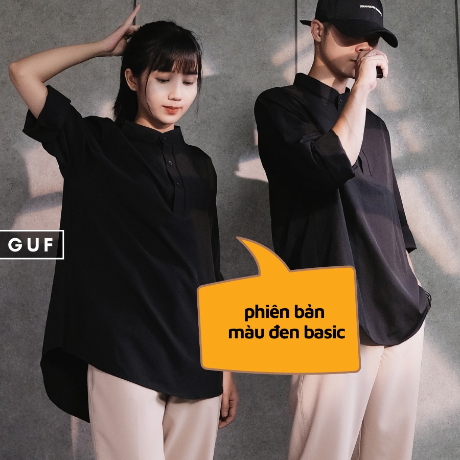 Áo Sơ Mi Nam Nữ Cổ Tàu Unisex Vải Kate Mềm Mại, Form Unisex Rộng Rãi Dễ Phối Đồ, Đủ 2 Màu Basic Trắng Đen GUF | BigBuy360 - bigbuy360.vn