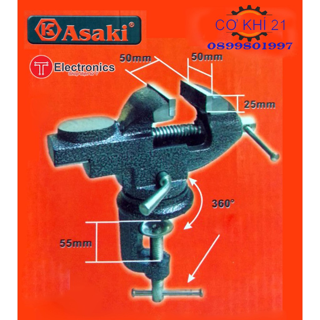Ê tô kẹp bàn nguội xoay 360 độ Asaki