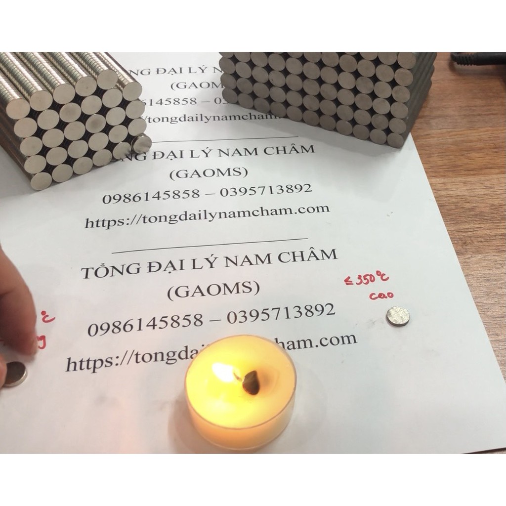 Bộ 20 viên nam châm đất hiếm chịu nhiệt độ cao 350 độ C, nam châm chịu nhiệt 6x1.2mm