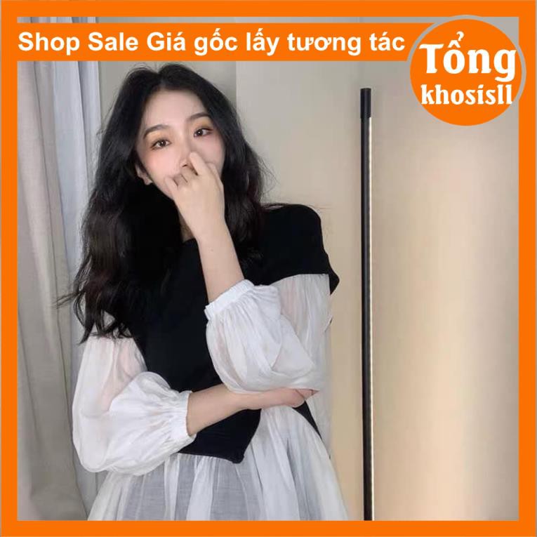 ⚡Áo babydoll ulzzang tay lỡ giấu dáng cực tiểu thư hot trend- áo babydoll nơ eo