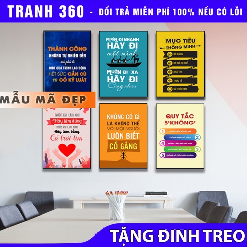 Tranh tạo động lực trang trí phòng sale phòng marketting lễ tân cho văn phòng công ty. Tặng kèm đinh ba chân để treo