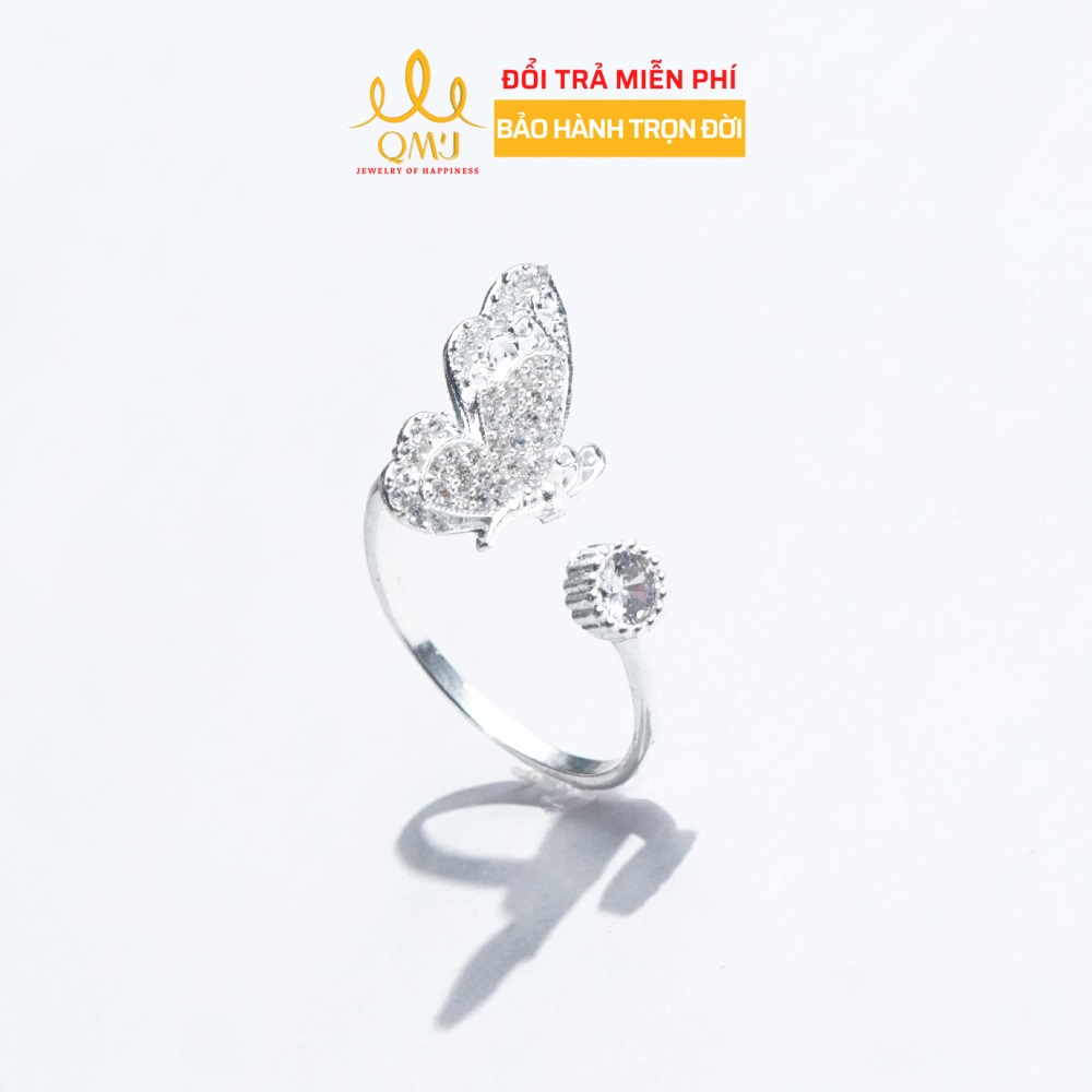 Nhẫn bạc 925 nữ đơn giản đẹp đính đá điệp vũ QMJ - Q730