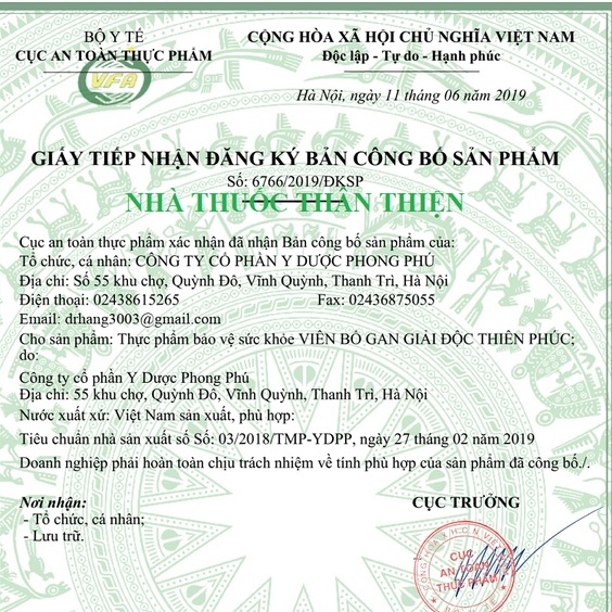 Bổ Gan Giải Độc Thiên Phúc - Hỗ trợ bổ gan, tăng cường chức năng gan (60 viên)