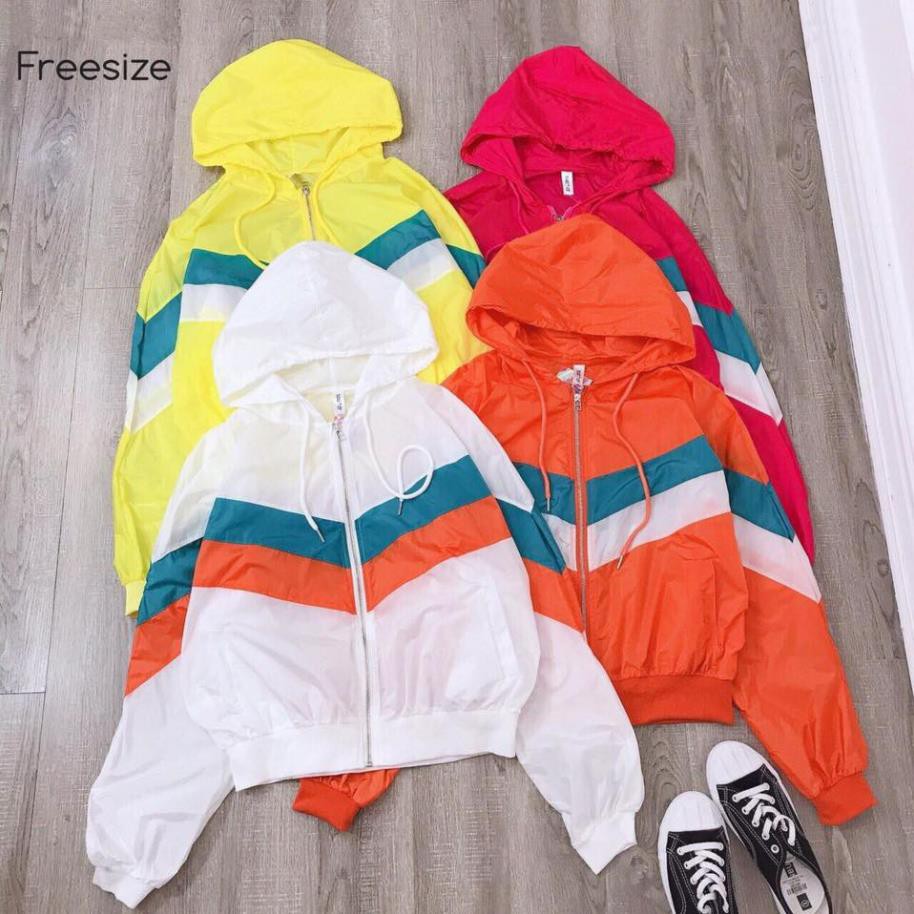 Áo khoác nữ Áo khoát nữ gió dù 2 lớp chống nắng phối sọc màu dễ thương cute-M173