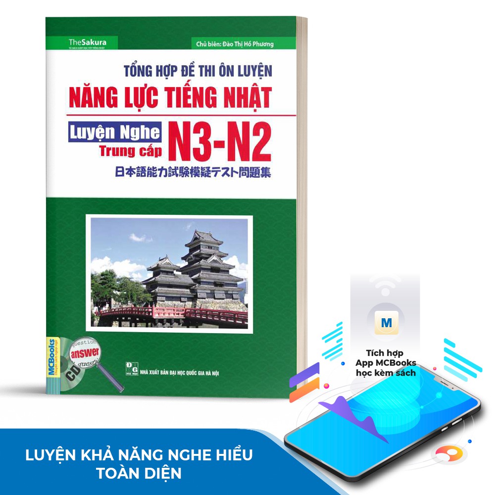 Sách - Tổng Hợp Đề Thi Ôn Luyện Năng Lực Tiếng Nhật  Phần Luyện Nghe Trung Cấp N3-N2 - Học Kèm App Online