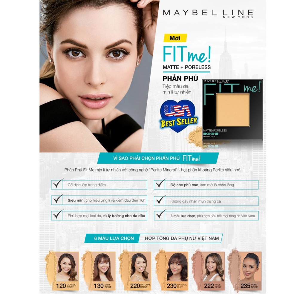 Phấn Phủ Mịn Lì Fit Me Maybelline Fit Me Matte + Poreless Powder HSK6548-161