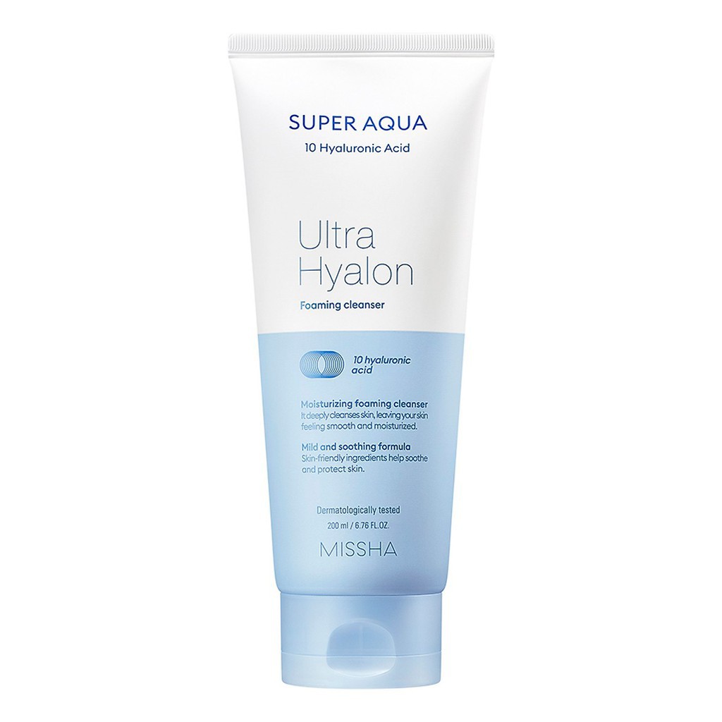 Sữa rửa làm sáng cấp ẩm [MISSHA] Super Aqua Ultra Hyalon Foaming Cleanser 200ml