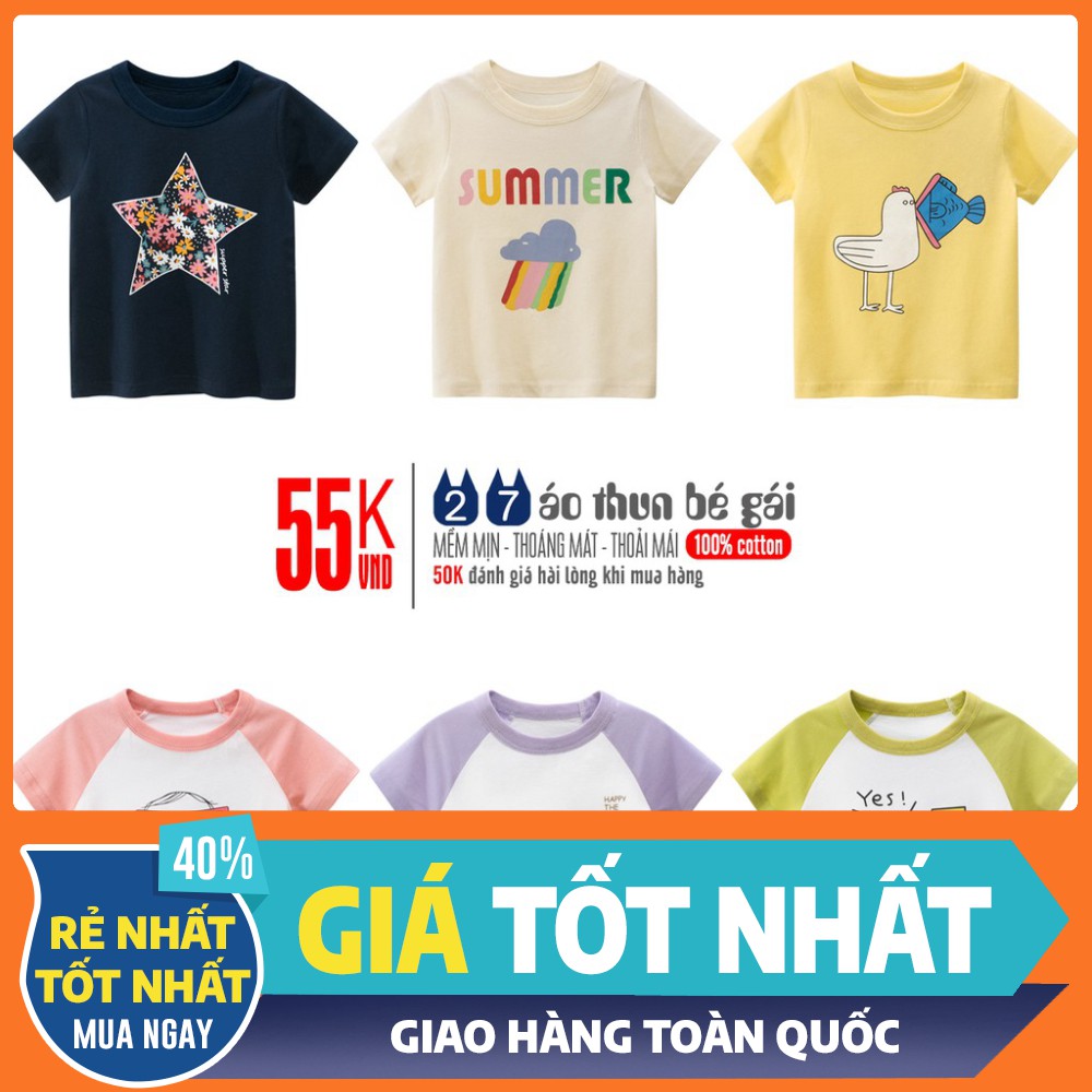 Áo thun bé gái 27HOME họa tiết đáng yêu cho bé chất cotton mềm mại