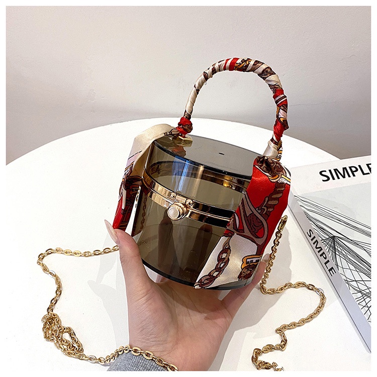 Túi đeo chéo IELGY bằng acrylic trong suốt phối khăn lụa thời trang cho nữ