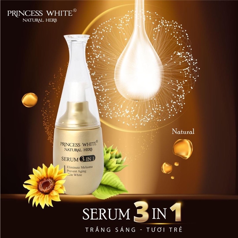 SERUM 3in1 SIÊU DƯỠNG CHỐNG LẴO HÓA PRINCESS WHITE CHÍNH H