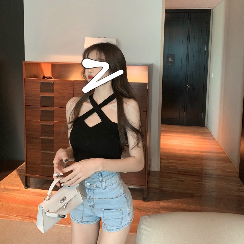 Áo Dệt Kim Hai Dây Ngắn Thời Trang Hàn Quốc Dành Cho Nữ