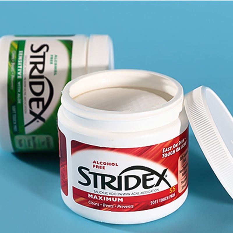 Stridex Anti-Acne Wipes Salicylic Acid 0,5% / 2%  BHA làm giảm mụn đầu đen