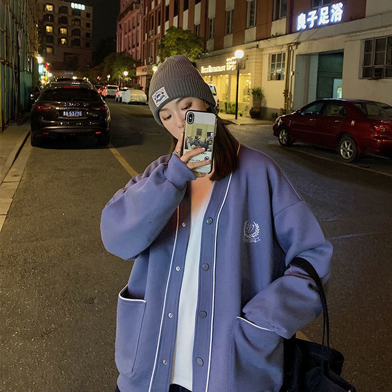 Áo khoác len dáng rộng phong cách Hong Kong thời trang cho nam và nữ