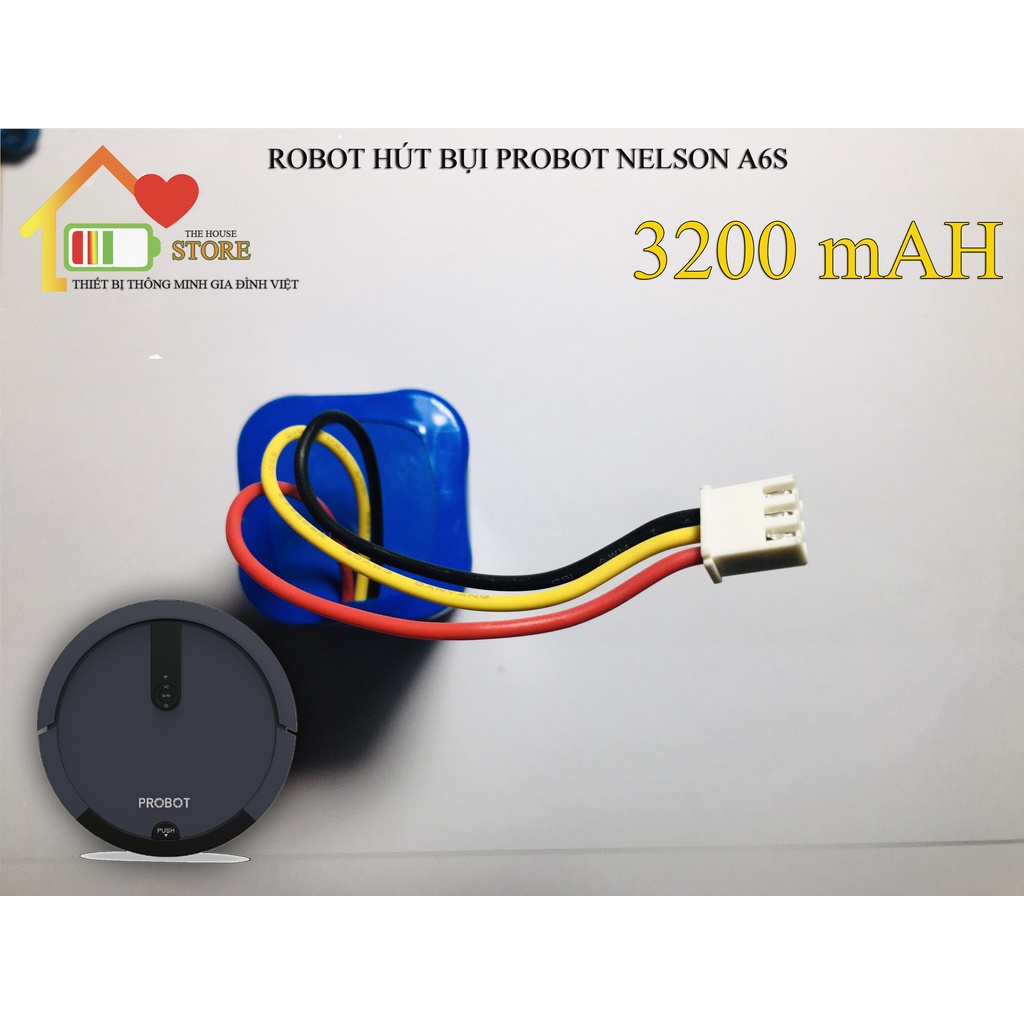 (CHÍNH HÃNG BẢO HÀNH 9 THÁNG ) PIN NÂNG CẤP ROBOT HÚT BỤI PROBOT NELSON A6S ( 3200 mAH )