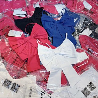 ÁO 2 DÂY CROPTOP NƠ LƯNG CHUN (ảnh thật)