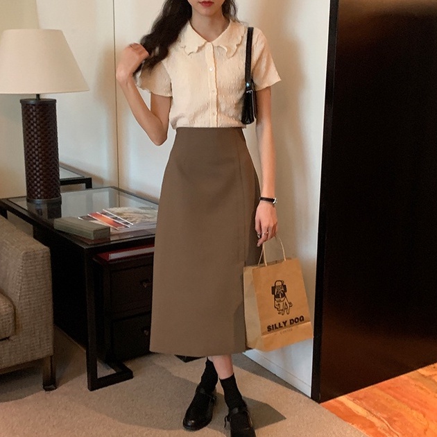 Áo kiểu ZHELIHANGFEI cổ polo dệt kim tay ngắn thời trang tùy chọn màu sắc