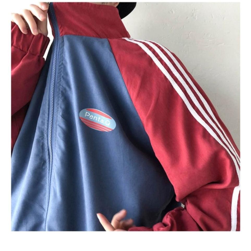 Áo Khoác Bóng Chày 3 Sọc Cổ Đứng có Khóa Kéo Thời Trang Hàn Quốc Cho Nam Nữ