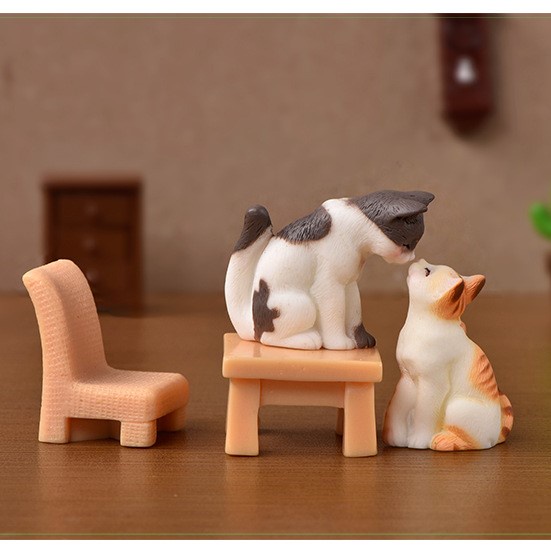 Tiểu cảnh mini mèo mướp dễ thương phụ kiện trang trí chậu cây sen đá,xương rồng,làm móc khóa,bánh kem,quà tặng sinh nhật