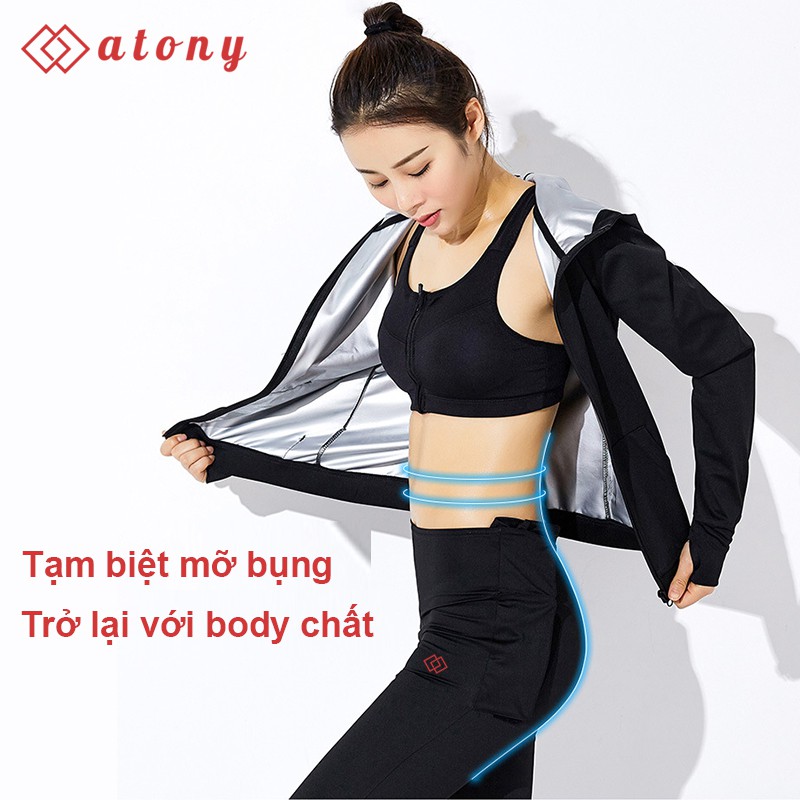 Áo Giảm Mỡ Bụng ATONY Chính Hãng, Tăng Cường Đốt Mỡ Và Calo, Sinh Nhiệt, Đổ Mồ Hôi, Giảm Cân, Tráng Nano Bạc Nhật Bản