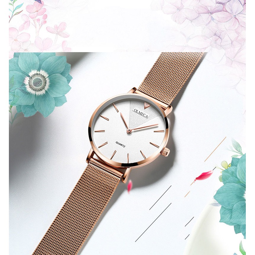 [XẢ KHO CUỐI NĂM] Đồng hồ nữ OLMECA Japan OL03 dây nhuyễn cao cấp mặt kính Sapphire AH449
