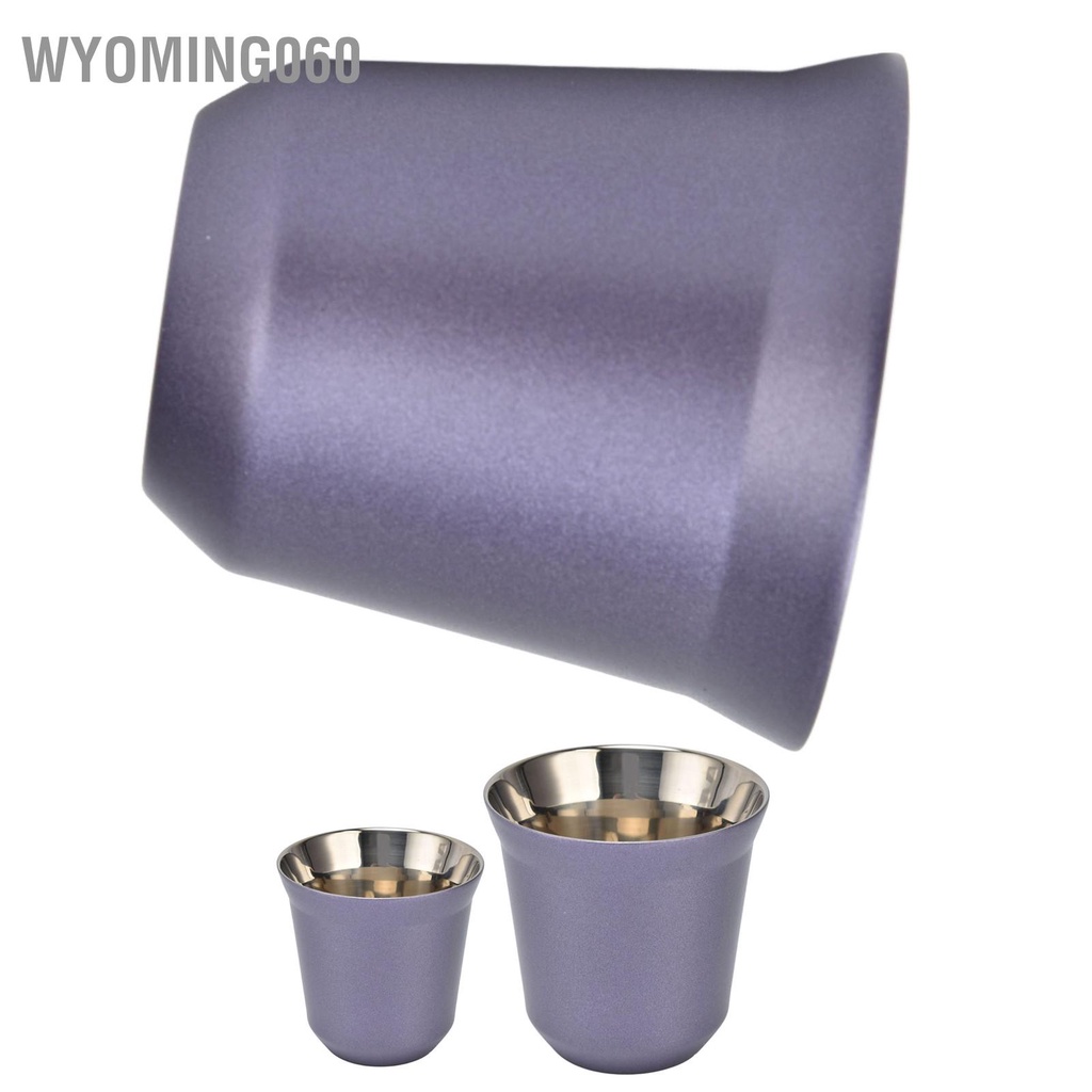 Wyoming060 Double Layer Coffee Cup Stainless Steel Mug Purple Heat Insulation Water for Household