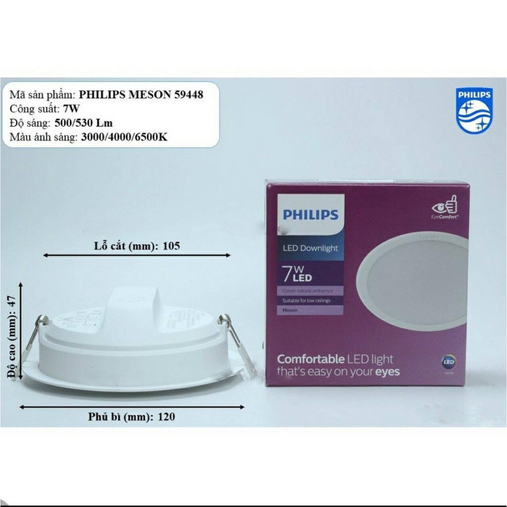Đèn led Philips 7W, 9W lắp âm trần chính hãng philips | BigBuy360 - bigbuy360.vn