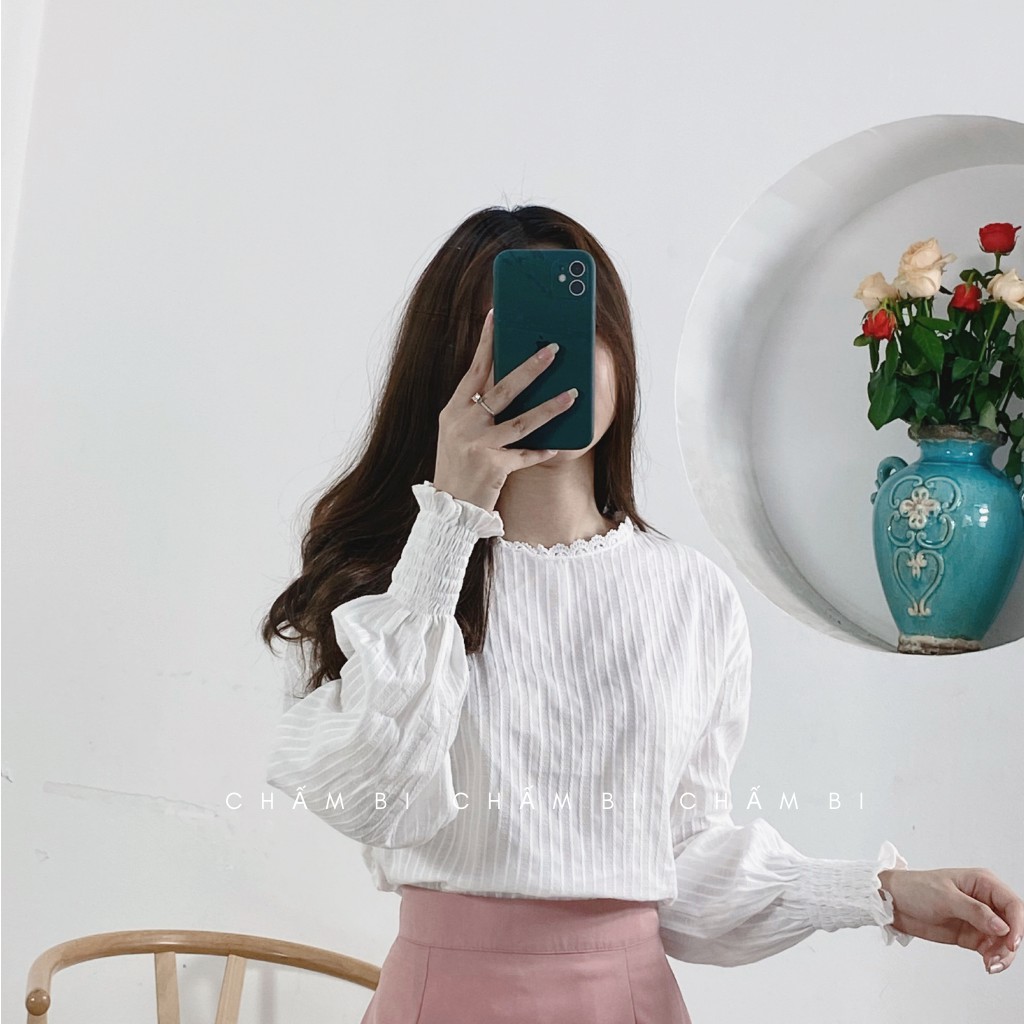 Áo Sơ Mi Trắng Dài Tay Tay Túm Cực Xinh - A.026 | BigBuy360 - bigbuy360.vn