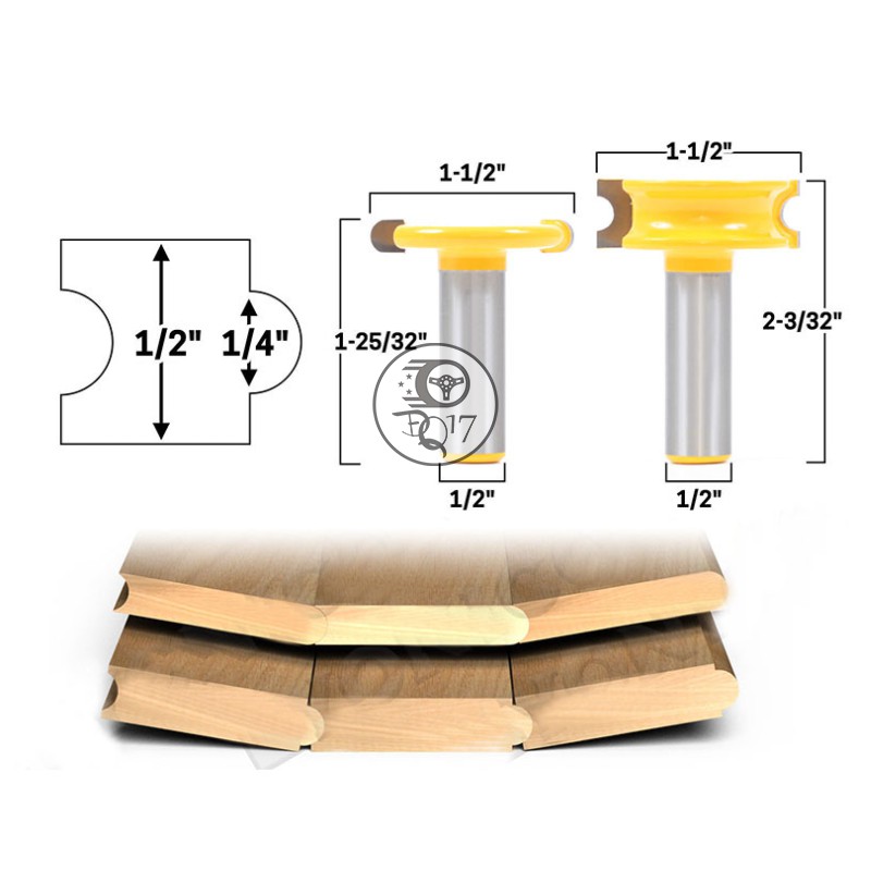 [ BỘ 2 MŨI PHAY CẮT MỘNG CHỮ T HÌNH CUNG COS 6LY3 12LY7 ] BỘ MŨI SOI CẮT GHÉP HÌNH CUNG, DỤNG CỤ CHẾ BIẾN GỖ