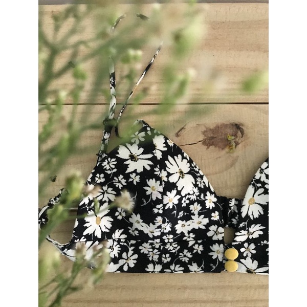 Bralette Linen / Chanh bra/  Áo lót vải Linen họa tiết / Cam