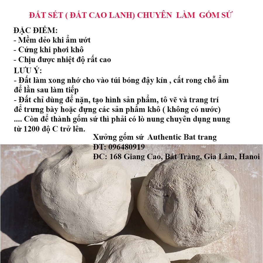 &quot;Ở ĐÂY&quot; CÓ BÁN ĐẤT SÉT/kg ( Cao Lanh) LÀM GỐM, NẶN GỐM THỦ CÔNG - xưởng gốm sứ Authentic Bat tràng