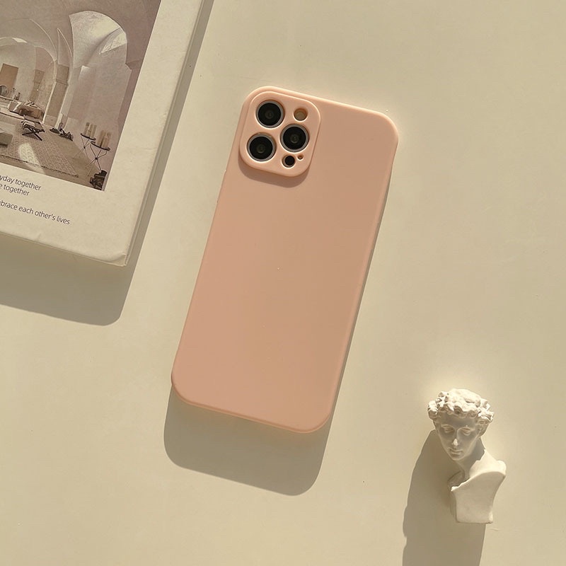 (SIÊU RẺ) Ốp lưng iphone trơn dày dặn cam nổi màu hồng cam, tím 7plus/8/8plus/x/xr/xs/11/12/13/pro/max/plus/promax