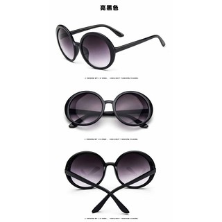 Kính mát nữ gọng đen tròn màu mắt hồng tím hàng quảng châu