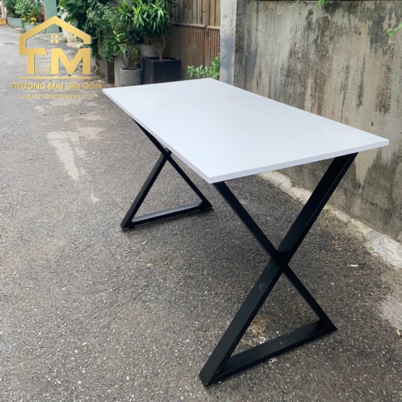Bàn làm việc văn phòng chân X chân sắt sơn tĩnh điện chống gĩ sắt mặt MDF chống ẩm cao cấp