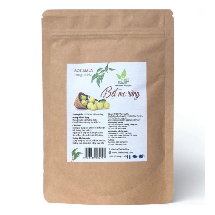 Bột amla (me rừng) Viet Healthy 200g, gồm Vitamin C tự nhiên, chất lượng cao, tăng miễn dịch, giúp diệt khuẩn...