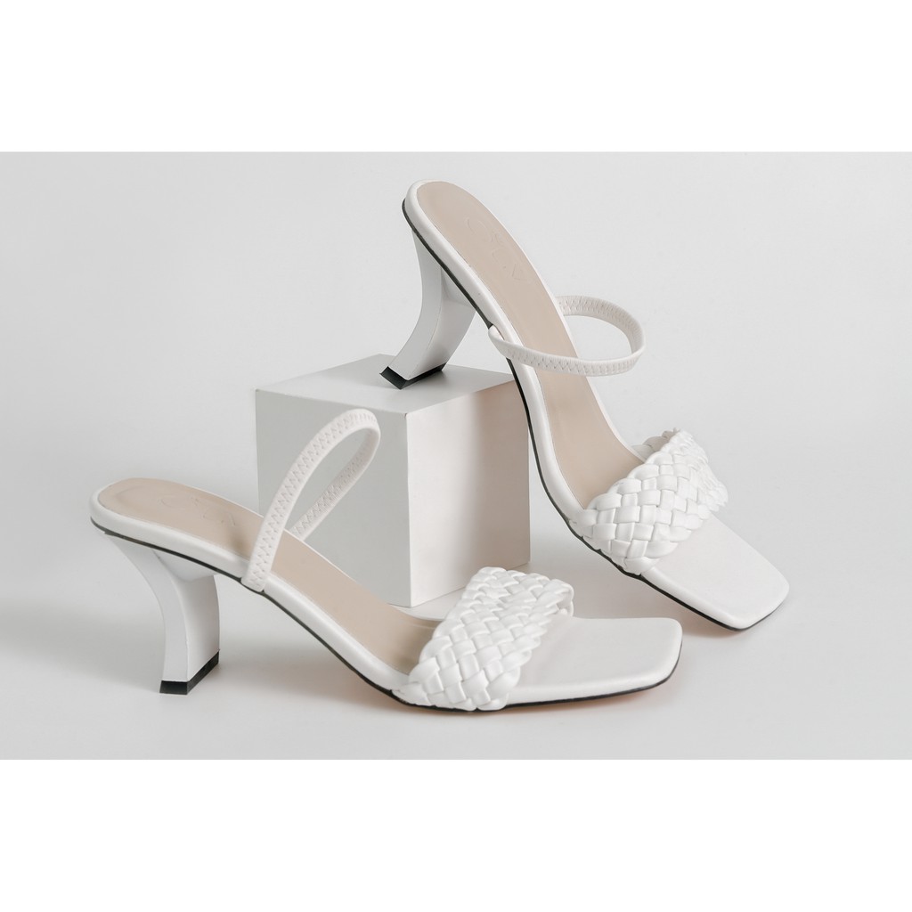 OLV - Giày Braided Strap Heels in White