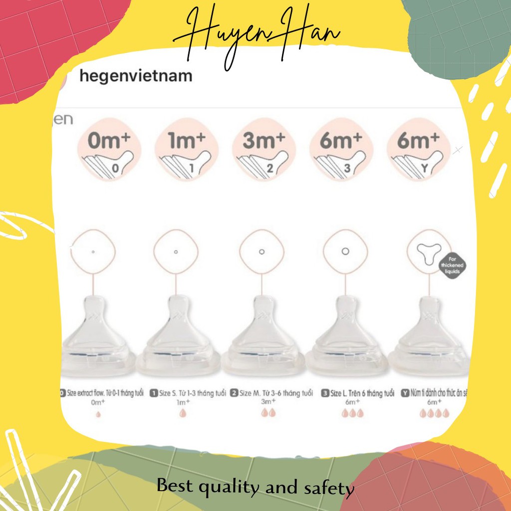 Núm ty Hegen [Chính hãng] full box 2 chiếc, tách lẻ không hộp 1 chiếc, đủ size.