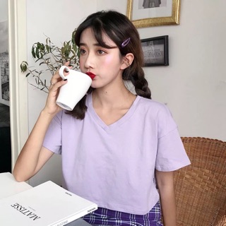 Áo Croptop Cổ Tim (Sẵn Tím, Vàng)
