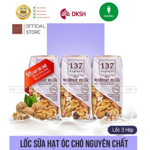 Sữa Hạt ÓC CHÓ Nguyên Chất - Lốc 3 hộp 180ml-[FREE SHIP] TỪ ĐƠN 50K