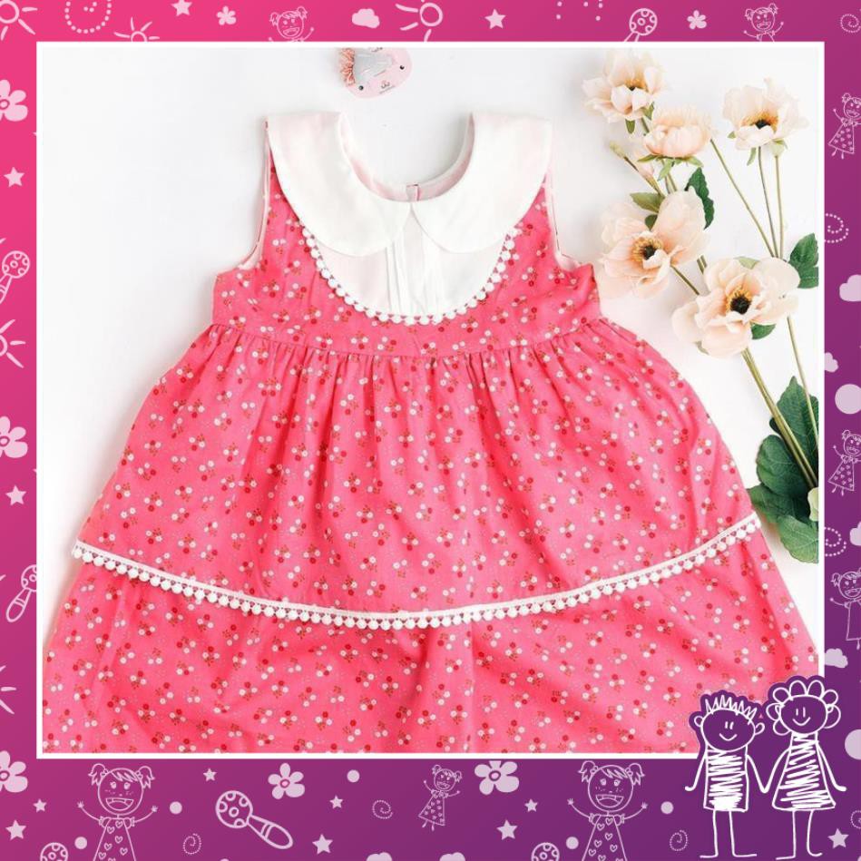 Váy đầm Sara hoa baby trắng nền hồng Oli River từ 2 đến 6 tuổi MamLa