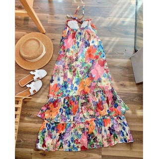Váy bầu Đầm bầu HOA tiểu thư công chúa mùa hè MAMA DRESS Váy bầu suông maxi hai dây đi biển đi du lịch giá rẻ