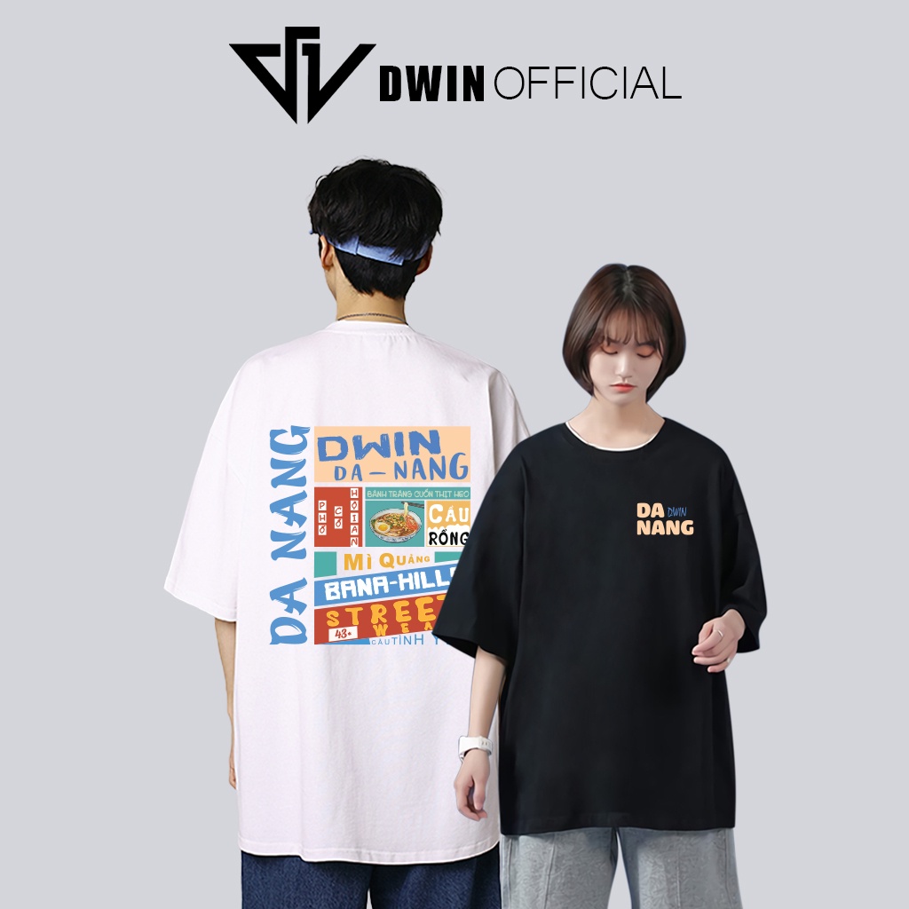 Áo thun chữ đà Nẵng unisex thời trang Dwin basic tee phông trơn nam nữ tay lỡ oversize form rộng