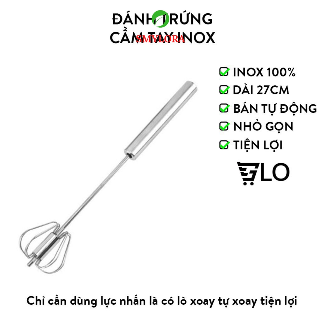 Cây Đánh Trứng Tự Xoay Inox Cao Cấp, Dễ Vệ Sinh, Tiện Dụng